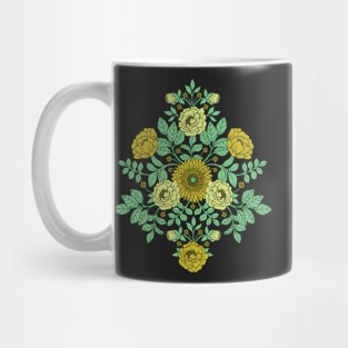 Seafoam Green, Mustard Yellow and Navy Blue Floral Mug